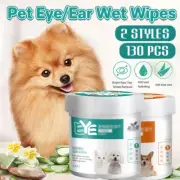 130pcs Wipes Wet Pet Eye/Ear Dog Cat Tear Stain Remover Cleaning Paper Wipes AU