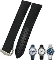 [XNWKF] 19mm 20mm 21mm Nylon Canvas Curved End Watchband Fit for Omega Seamaster 300 AT150 Speedmaster，For Longines Watch Strap