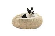 Charlie's Snookie Calming Hooded Dog Bed in Faux Fur Cream Artic White (Small, Medium, Large)