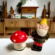 Gnome and Mushroom Mini Salt and Pepper Shakers, NEW