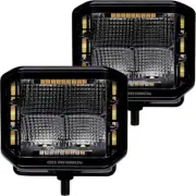 Go Rhino Xplor Blackout Combo Series 4x3 Cube Sideline Flood Lights w/Amber A...
