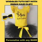 EMMA WIGGLES COSTUME WIGGLE TUTU PERSONALISED SHIRT OUTFIT CAKE SMASH TSHIRT TOP
