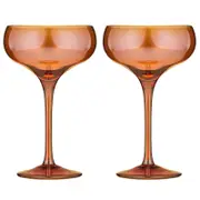 2pc Tempa Verity Drinking Crystal Stemware Coupe Glass Set - Amber