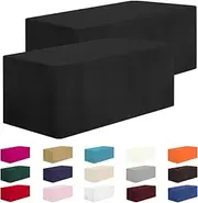 CXPSINC 2 Pack Fitted Table Clothes-72 x 30 Inch Rectangle Tablecloths for 6 Foot Tables, Washable Polyester 6FT Table Cover for Parties, Holiday Dinner, Wedding, Trade Show (6FT | 2 Pack, Black)