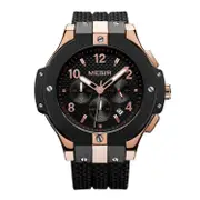 MEGIR Men Sports Watches Silicone Strap Military Quartz Watch Luxury Man Chronograph Clock Casual Moda Waterproof Wristwatches Rose Black