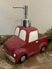 Dolgencorp Ceramic Red Maroon Speckled Truck Soap Lotion Pump Dispenser NEW