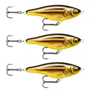 3x Rapala 12cm Twitchin' Rap Slow Sink Glidebait Fishing Lures -Gold Live Smelt