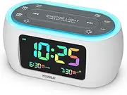 Housbay Glow Small Colorful Cute Alarm Clock Radio with Rainbow Digit, 7 Color Night Light with ON/Off Options, Dual Alarm, Dimmer, FM Radio with SleepTimer for Bedrooms