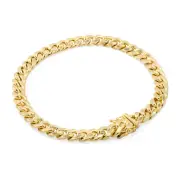 10K Yellow Gold 7.5mm Mens Miami Cuban Link Italian Chain Bracelet Box Clasp 9"