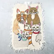 Kashmir Handmade 100% Felted Wool Cat Tapestry 2x3 Rug