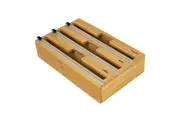 3 Grids Bamboo Food Wrap Dispenser Cutter Foil Cling Film Storage Holder Box Kitchen