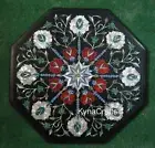 15 Inches Natural Gemstone Inlay Work Coffee Table Top Octagon Marble Side Table