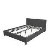 Milano King Single Sienna Luxury Wood Platform Bed w/ Headboard M2 Charcoal