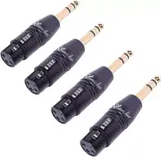 4-Pack Gold XLR Female/Male to 1/4" TRS Balanced Audio Adapters