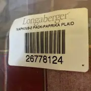 Longaberger 2pack Napkins Paprika Plaid