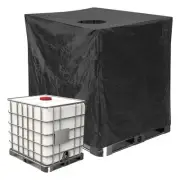 IBC Tote Cover, 47"L x 39"W x 45"H WaterProof Protective Hood 275 Gallon, Black