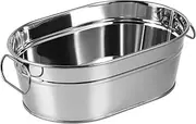 Tin Bucket Oval Galvanized Tub Metal Beverage Tub Wine Beer Bottle Bucket Wine Ice Holder Drink Chiller Bucket Bin for Seafood Fried Chips Chicken