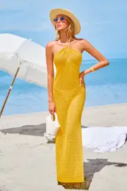 Cupshe Dandelion Glow Yellow Cover-Up Maxi Dress - Goldenrod,M