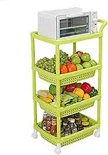 Movable Bedroom Storage Rack On Wheels Suitable for Kitchen and Living Room Vegetable and Fruit Racks Storage Trolleys (Color : Green Three Layers (A Section))