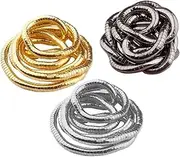 [SOOWOOT] Bendable Snake Necklace Snake Chain 3 Styles, 3 Colors! 3Pcs Set in Gold, Silver & Black - Necklace, Armband, Choker, free size, Metal, No Gemstone