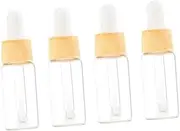 Healeved 4pcs Wood Grain Glass Dropper Bottles Essential Oil Dispenser Durable Transparent Container with Dropper Head for Oils More