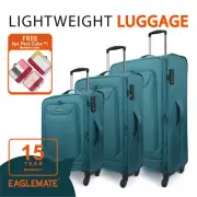 Eaglemate Soft 3pcs Suitcase Luggage Sets Lightweight TSA LOCK Expanding
