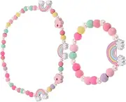 Holibanna 2Pcs Colorful Wooden Beaded Jewelry Set for Adjustable Necklaces Bracelets DIY Kit Present for Birthdays Holidays and Special Occasions