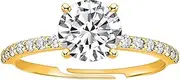 Whaline 32 Pack Bridal Shower Diamond Ring Fake Diamond Engagement Rings Artificial Adjustable Ring