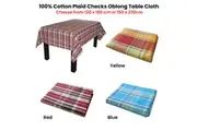 Cotton Plaid Checks Oblong Table Cloth Red 130 X 180Cm