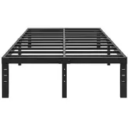 Metal Size Bed Frame - Double Black Basic Steel Slats Platform, Full 14 Inch