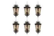 Vintage Lamp 6X 60.3cm Aluminum & Glass Lantern Elegant Chandelier Style Classic Hanging Light Antique-Inspired Design