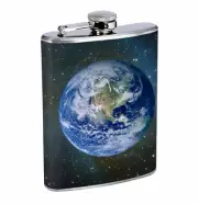 Earth The World 01R Flask 8oz Stainless Steel Hip Drinking Whiskey
