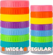 [16Pack] Intended for Mason Jar Lids,8 Wide Mouth Mason Jar Lids 8 Regular Mou