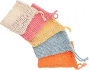 Minkissy 5pcs Comfortable Body Exfoliator Scrub Bag Mesh Soap Bag with Rich Foaming Soap Saver Pouch