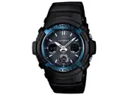 New Casio G Shock Radio Wave Solar AWG M100A 1AJF Black Blue Casio Radio Contr