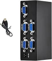 VGA Splitter Powered, 1 in 4 Out VGA Splitter PC Screen Duplicat, Computer Host Laptop Graphics Card External VGA Splitter