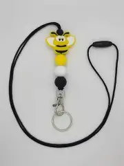 Bee Silicone Beaded Lanyard | Teacher Lanyard | Bumble Bee Lanyard