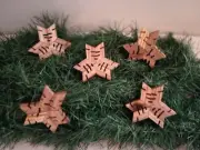 Rustic Hand Crafted 3 Inch Wooden Snowflake Decoration, Set Of 5
