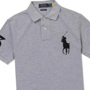 【RALPH LAUREN】RL POLO 經典刺繡大馬短袖POLO衫 上衣-灰色(CUSTOM SLIM FIT / 平輸品)