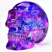 FZBHRO Crystal Skull Head Statues Skull Figurines K9 Glass Skull Gemstone Halloween Decor Gifts for Women Plating Purple 2.8"