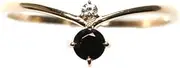 candy(キャンディ) K10YG Onyx/Dia 0.014ct Duo Ring, 11, Yellow Gold, Onyx