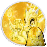 Cute Gift November Yellow Topaz Birthstone Lil Dragon Round Beach Towel
