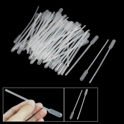 50 Pcs Clear White Plastic 4.5" Long Liquid Dropper Pasteur Pipette 0.5ml