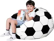 Lukeight Stuffed Animal Storage Bean Bag Chair Cover for Kids, Soccer Zipper Beanbag Chair Cover for Organizing Toddler and Kids' Rooms Plush Toys (Soccer Velvet, X-Large)