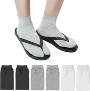 [CICIFAUS] Split Toe Tabi Socks Athletic Cotton Crew Length Quarter Ankle Two Toe for Men and Women, 3 Pack, Black, White, Gray