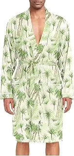 [ZZXXB] Coconut Palm Tree Mens Sleepwear Robe Lightweight Nightgown Long Sleeves Spa Bathrobe with Pockets M-XL