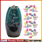Incense Holder Ceramic Backflow Waterfall Incense Burner with 50 Cones (A)