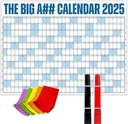 The Big A## Calendar 2025,2025 Wall Calendar 48x36 Inches,Extra Large Yearly Planner With Sticky Notes For Home Office School,12 Month Organizer For Events,Deadlines,And Goals (blue)