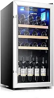 FREEZYMAN 28-Bottle Wine Cabinet, Free Standing Wine Refrigerator, Independent Household Wine Cellar, Compressor Refrigeration, Tempered Glass Door (Color : Black, Size : 50 * 57.5 * 84.7cm)