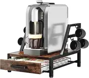 K Cup Holder Drawer - Coffee Pod Organizer for Counter, Sturdy k cups Storage Drawer with Mug Rack, Coffee Maker Stand, 35 Capacity Pods, Home Kitchen Counter Organizer, Rustic Brown